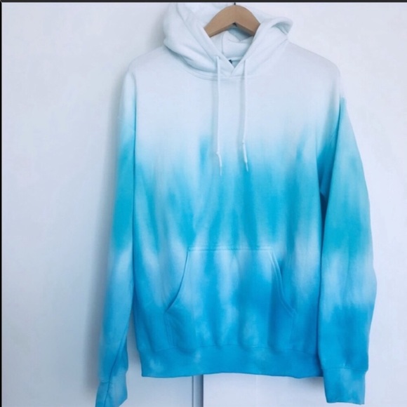 dyedandgonetocali Tops - Tie Dye Teal & Blue Ombré NEW Colorblock Hoodie M